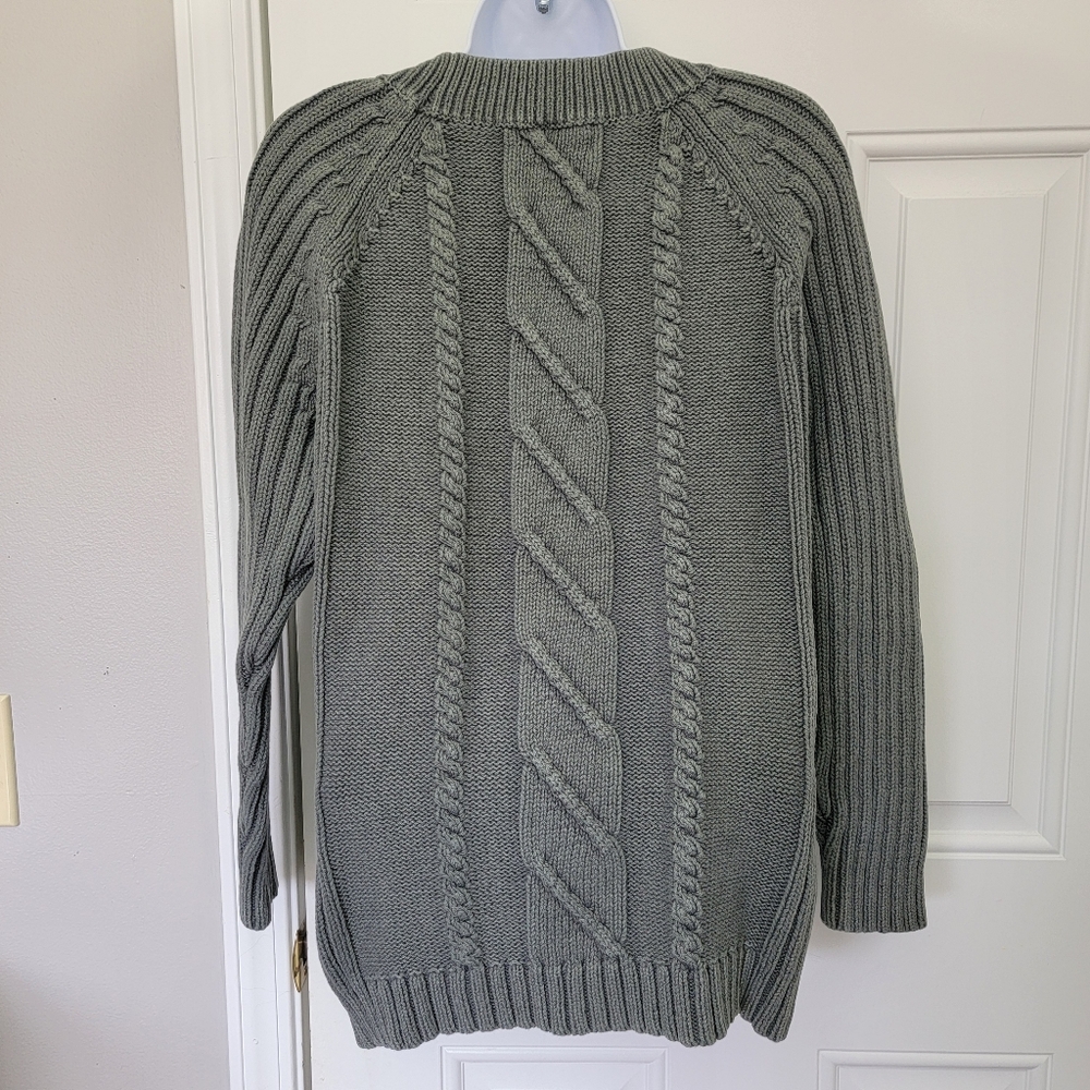 Woolrich 100% Cotton Women's Chunky Cable Knit Sweater Fall Winter Gray Size M - Picture 5 of 10